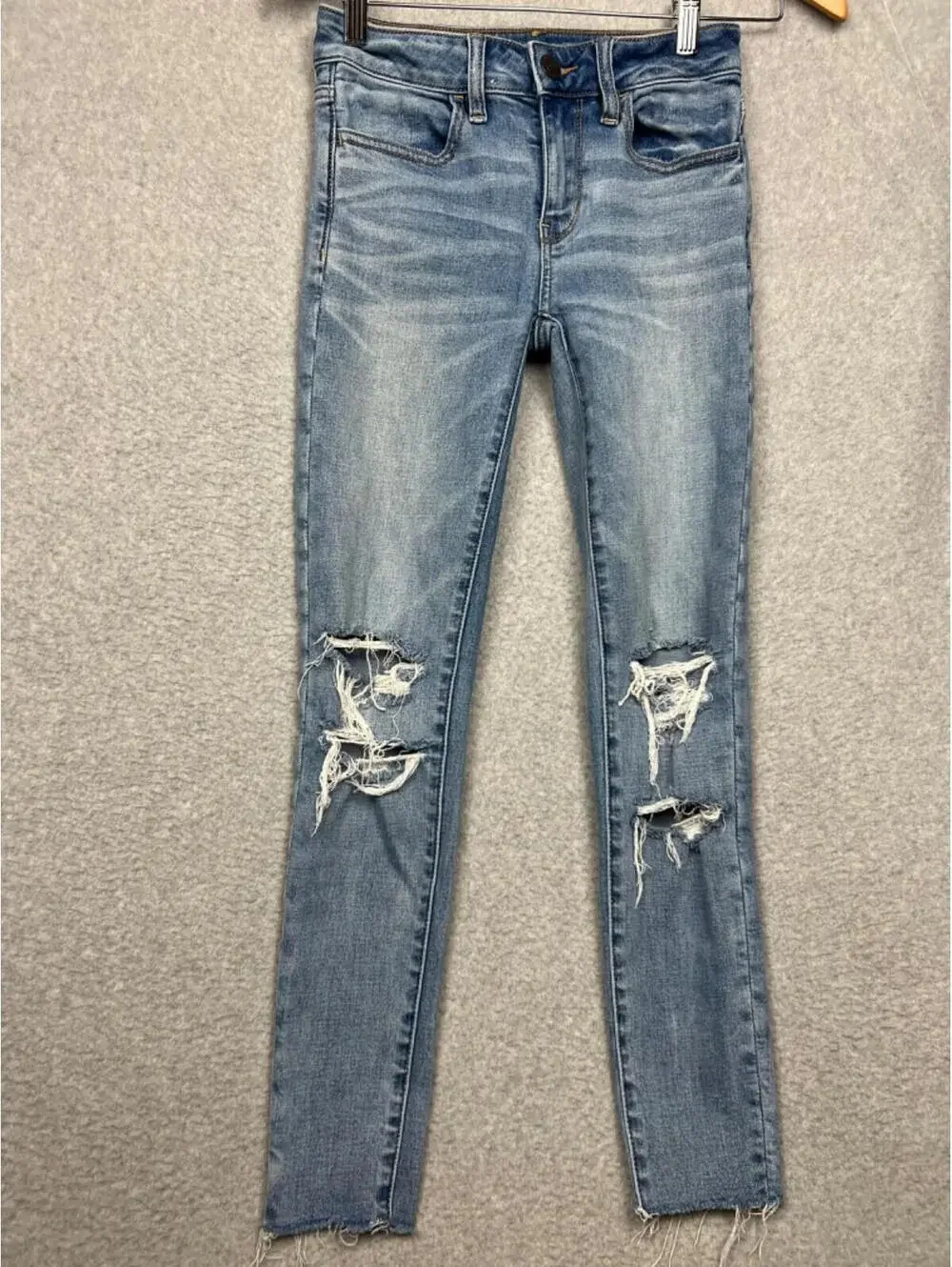 American Eagle High Rise Jegging Denim Jeans Womens Size 00S Distressed